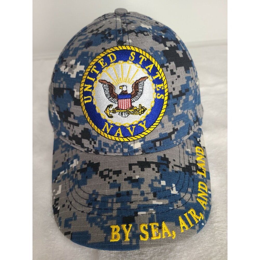 United States Navy USN Baseball Cap Hat Adjustable "By Sea, Air and Land" Camo